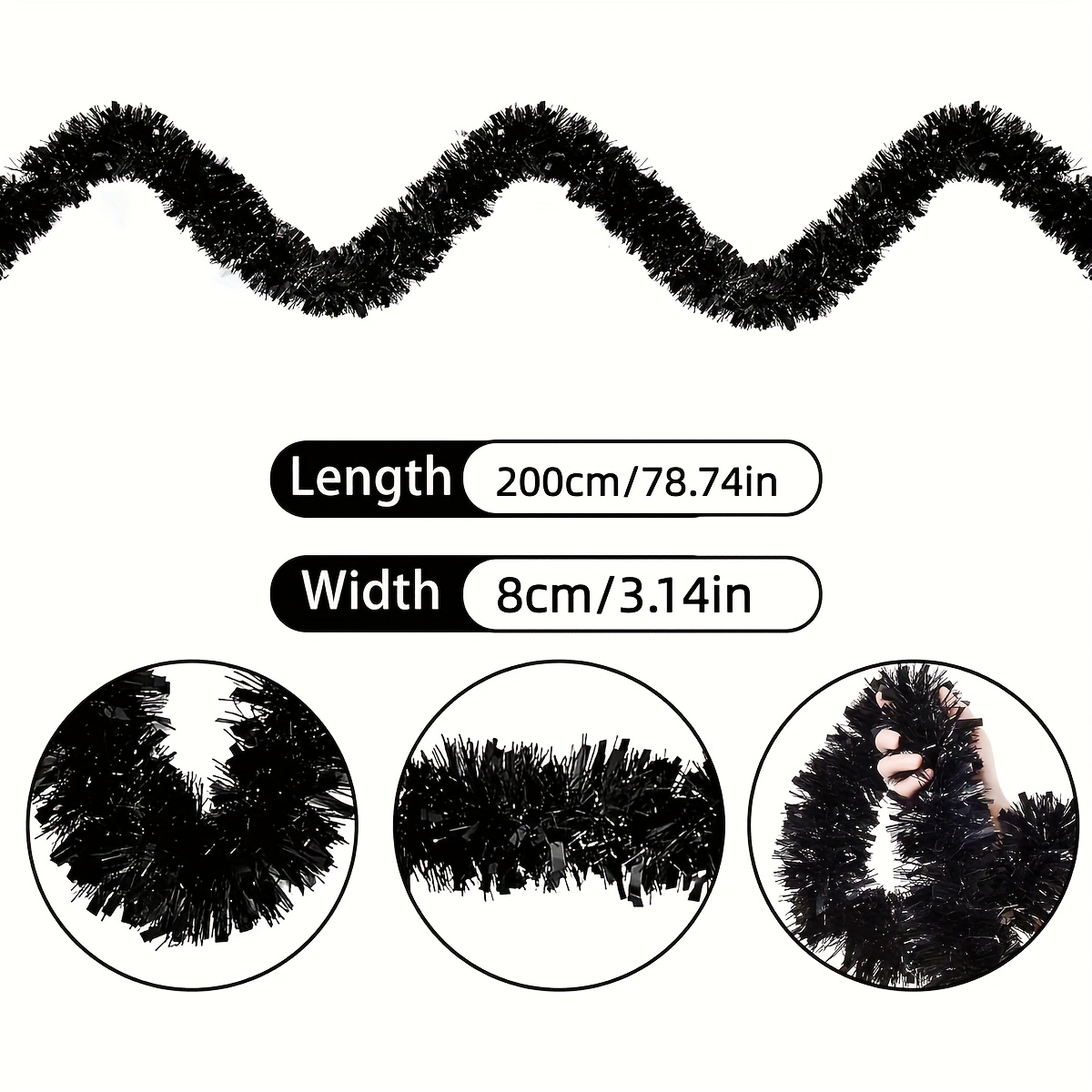 1pcs Black Tinsel Garland in M - Tinsel Garland Decoration ulasan dan harga