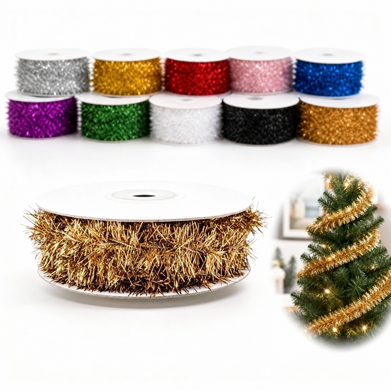 Plastic Wire Garland 5m Long 9 - Tinsel Garland Decoration ulasan dan harga