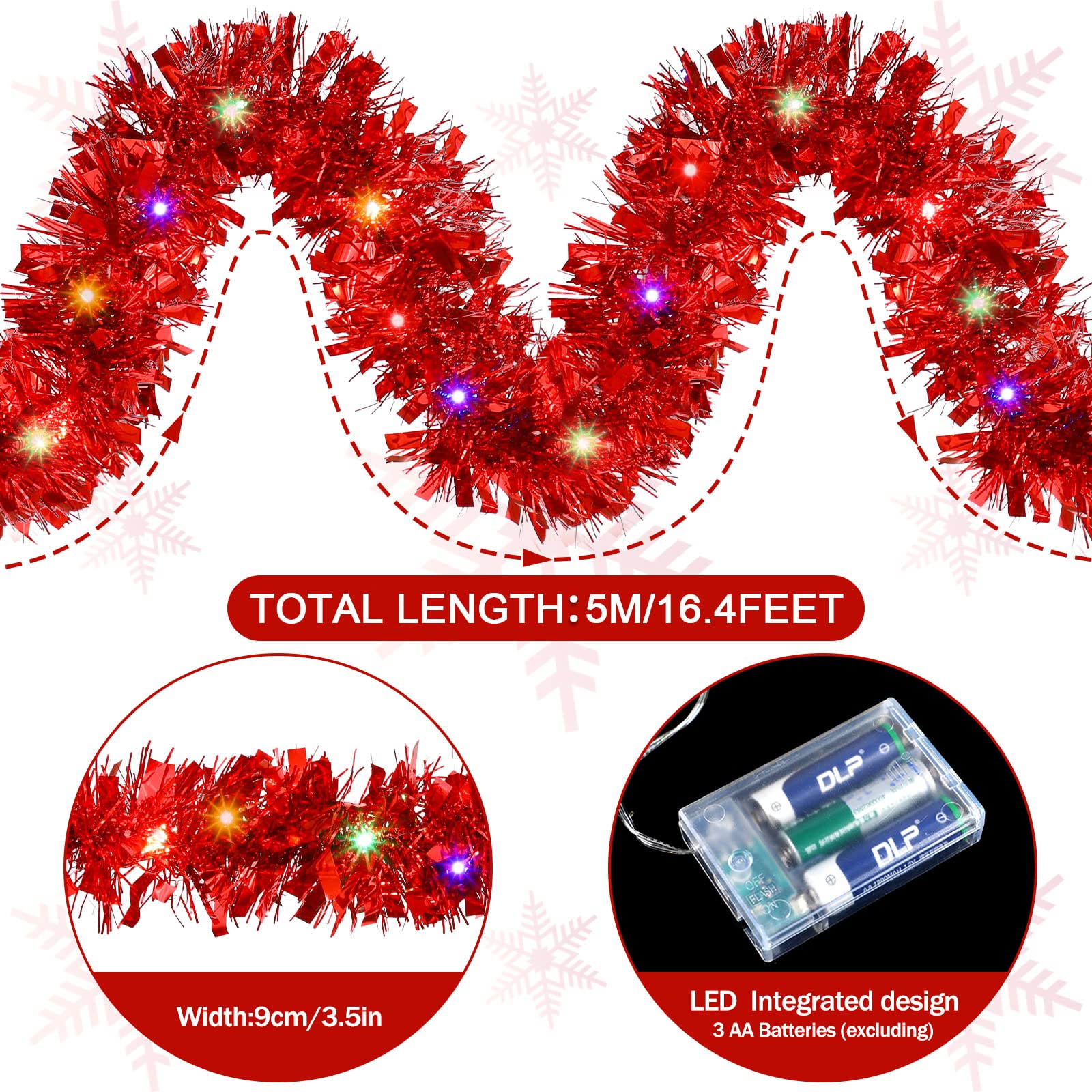 1/3pcs 5M Christmas Tinsel Gar - Tinsel Garland Decoration ulasan dan harga