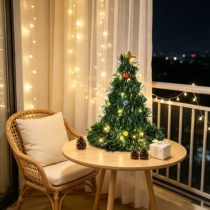 Foldable Green Tinsel Mini Chr - Star Tree Topper ulasan dan harga